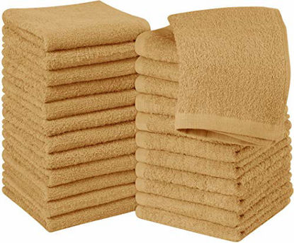 Picture of Utopia Towels Cotton Beige Washcloths Set - Pack of 24 - 100% Ring Spun Cotton, Premium Quality Flannel Face Cloths, Highly Absorbent and Soft Feel Fingertip Towels