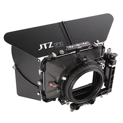 Picture of JTZ DP30 Cine Lens Carbon Fiber 4x4 Swing-Away Matte Box with 15mm/19mm Rod Rail Rig for Sony FS5 FS7 ARRI RED Canon C100 C200 C300 BM D Blackmagic BMPCC BMCC Pocket Cinema Panasonic Camera