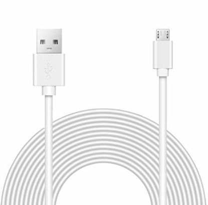 Picture of 15ft Power Extension Cable Compatible with Wyze Cam v3 Indoor Outdoor, Blink, Echo, Many More. - White -
