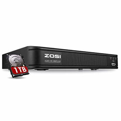 Picture of ZOSI H.265+ 5MP Lite 8 Channel CCTV DVR Recorder with Hard Drive 1TB, Remote Access, Motion Alert Push, Hybrid Capability 4-in-1(Analog/AHD/TVI/CVI) Full 1080p HD Surveillance DVR for Security Camera