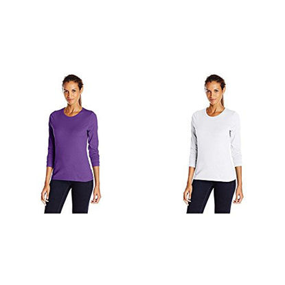 Picture of Hanes 2 Pack Long Sleeve Tee, Violet Splendor/White, Large/Large