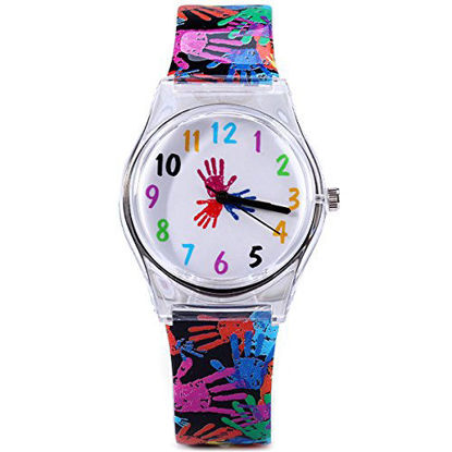 Picture of ELEOPTION Watches for Girls Teens Lovely Analog Quartz Silicone Wrist Watches Waterproof Causal Style with Comfortable Resin Band for Girls Young Students Gifts (Colorful-Gyan Mudra)