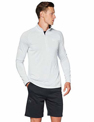 Picture of Under Armour Men's Tech 2.0 1/2 Zip-Up T-Shirt , Halo Gray (014)/White , Large