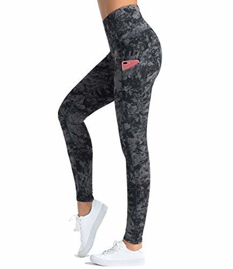 Dragon Fit High Waist Yoga Leggings with 3 Pockets,Tummy Control Workout  Running 4 Way Stretch Yoga Pants (Small, Carbon Gray-Marble)