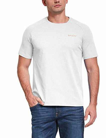 BALEAF EVO Men's Cool Dri Fit Running Short Shirts UPF 50+ Lightweight  Quick Dry SPF Fishing Shirt Hiking Workout White Size M