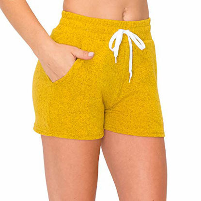 Picture of ALWAYS Women's Hacci Dolphin Lounge Shorts - Knitted Premium Soft Comfortable Stretch Riverdale Short Yoga Pants Mustard S