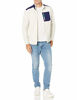 Picture of Amazon Essentials Men's Full-Zip Polar Fleece Jacket, Oatmeal/Navy Color Block, X-Small
