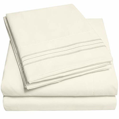 Picture of 1500 Supreme Collection Extra Soft Queen Sheets Set, Ivory - Luxury Bed Sheets Set with Deep Pocket Wrinkle Free Hypoallergenic Bedding, Over 40 Colors, Queen Size, Ivory