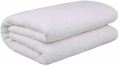 Picture of 40x80 Inches Jumbo Size, Thick & Large 650 GSM Ringspun Genuine Cotton Bath Sheet, Luxury Hotel & Spa Quality, Absorbent & Soft Decorative Kitchen & Bathroom Turkish Towels, Snow White