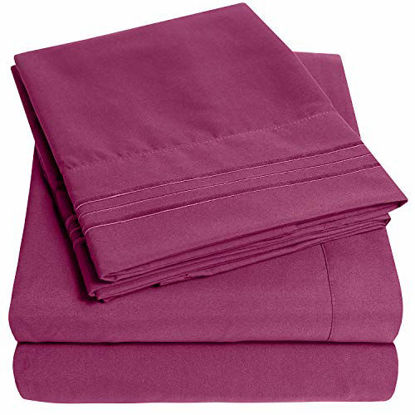 Picture of 1500 Supreme Collection Extra Soft Twin XL Sheets Set, Berry - Luxury Bed Sheets Set with Deep Pocket Wrinkle Free Hypoallergenic Bedding, Over 40 Colors, Twin XL Size, Berry