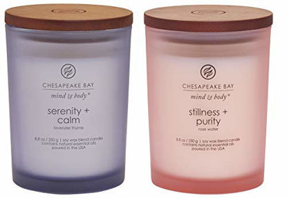 Picture of Chesapeake Bay Candle Scented Candles, Serenity + Calm (Lavender Thyme) & Stillness + Purity (Rose Water), Medium (2-Pack), 2 Count