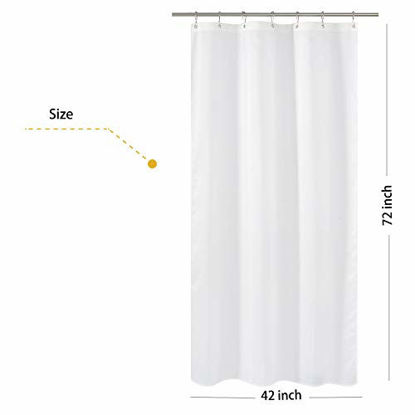 Picture of N&Y HOME Fabric Shower Curtain Liner Stall Size 42 Width by 72 Length inches, Hotel Quality, Washable, White Bathroom Curtains with Grommets, 42x72