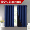Picture of NICETOWN 100% Blackout Curtains with Black Liners, Thermal Insulated 2-Layer Lined Drapes, Energy Efficiency Small Window Draperies for Dining Room (Navy Blue, 2 Panels, 52" W by 45" L)