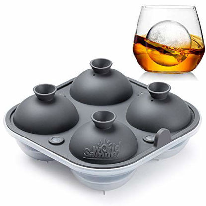 Picture of Samuelworld Large Sphere Ice Tray Mold Whiskey Big Ice Maker 2.5 Inch Ice Ball for Cocktail and Scotch (Grey)