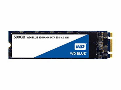 Picture of Western Digital 500GB WD Blue 3D NAND Internal PC SSD - SATA III 6 Gb/s, M.2 2280, Up to 560 MB/s - WDS500G2B0B