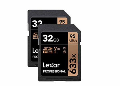 Picture of Lexar Professional 633x 32GB SDHC UHS-I Card, 2-Pack (LSD32GCB1NL6332)