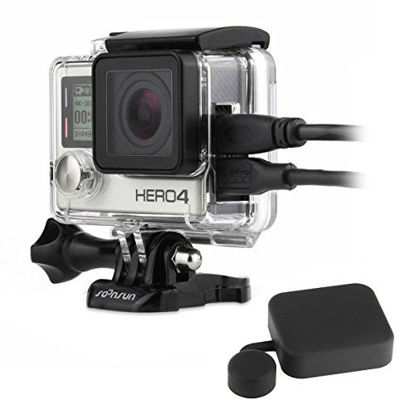Picture of SOONSUN Side Open Protective Skeleton Housing Case with LCD Touch Backdoor for GoPro Hero 4, Hero 3+, Hero 3 Camera - Transparent Clear
