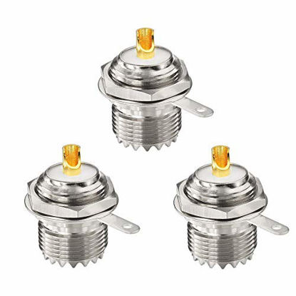 Picture of wlaniot SO239 Bulkhead Connector UHF Female Nut Bulkhead Handle Deck Clip Solder Cup Panel Mount Straight Connector 3pcs