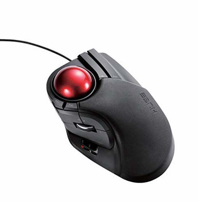 Picture of ELECOM Wired Finger-operated Large size Trackball Mouse 8-Button Function with Smooth Tracking, Precision Optical Gaming Sensor (M-HT1URBK)