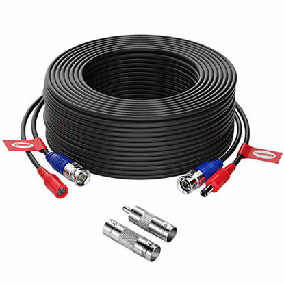 Picture of ZOSI 1 Pack 100ft (30 Meters) 2-in-1 Video Power Cable, BNC Extension Surveillance Camera Cables for Video Security Systems (Included 1X BNC Connectors and 1X RCA Adapters)