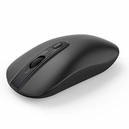 Picture of Wireless Computer Mouse, Cimetech 2.4G Slim Cordless Mouse Less Noise for Laptop Ergonomic Optical with Nano Receiver USB Mouse for Laptop, Deskbtop, MacBook (BAT Black)
