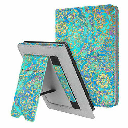 Picture of Fintie Stand Case for Kindle Paperwhite (Fits All-New 10th Generation 2018 / All Paperwhite Generations) - Premium PU Leather Protective Sleeve Cover with Card Slot and Hand Strap, Shades of Blue