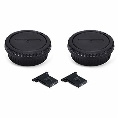 Picture of 2 Pack EF EF-S Mount Body Cap Cover & Rear Lens Cap for Canon EOS 60D 70D 77D 80D 90D 2000D 4000D 5D Mark III IV 6D 7D Mark II 1DX Rebel T6 T7 T5 T1i T2i T3i T4i T5i T6i T6s T7i T8i SL1 SL2 SL3 & More