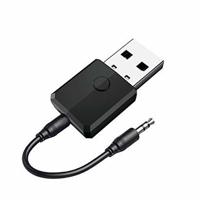 Picture of Isobel USB Bluetooth 5.0 Transmitter Receiver, 4-in-1 Mini Wireless Audio Adapter, 3.5mm Bluetooth AUX Adapter for TV PC Headphones Speakers Car / Home Stereo System, USB Power Supply