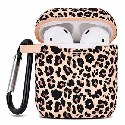 Picture of Airpod Case AIRSPO Airpods Case Cover for Apple AirPods 2&1 Cute Airpod Case for Girls Silicone Protective Skin Airpods Accessories with Keychain (Leopard Print)