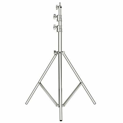 Picture of Neewer Stainless Steel Heavy Duty Light Stand 118"/300CM with 1/4-inch to 3/8-inch Universal Adapter for Photo Studio Softbox, Strobe Flash Monolight and Other Photographic Equipment (Silver)