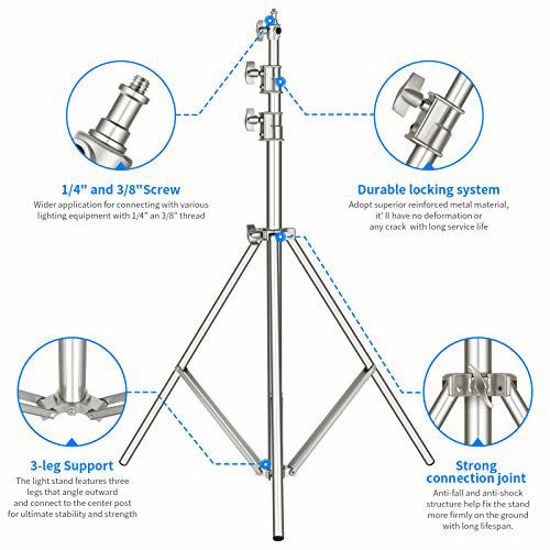 NEEWER Brazo Extensión Acero Inoxidable Resistente Para Soporte C Y Soporte De Luz, 38.6-66.3"/98-168.5cm Brazo De Sujeción Barra Transversal Con Bolsa De Aena Para Strobe/Softbox/Vídeo Luz LED,DS021