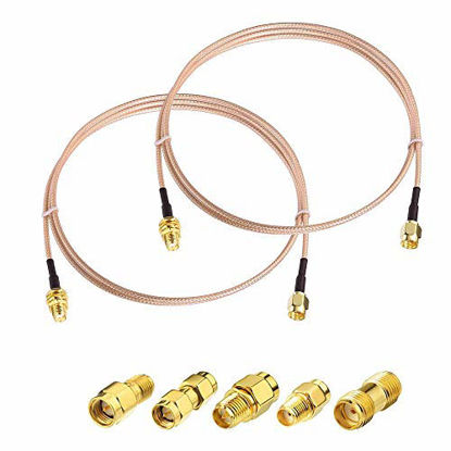 Picture of SUPERBAT SMA Male to SMA Female RF Coaxial Coax Cable 12inches + 5pcs RF Coax Adapter Kit, SMA Cable + SMA to SMA/RPSMA Adapter KIT for WiFi/Ham Radio/GPS/3G 4G LTE Antenna,LNA and etc