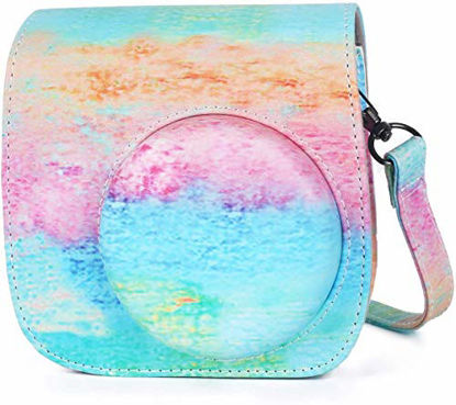 Picture of Phetium Instant Camera Case Compatible with Instax Mini 11,PU Leather Bag with Pocket and Adjustable Shoulder Strap (Rainbow)