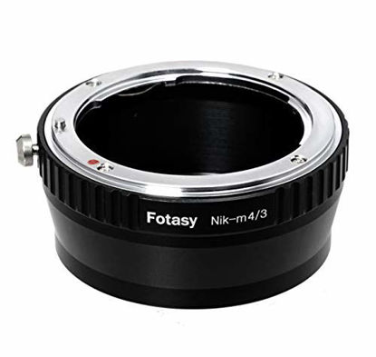 Picture of Fotasy Manual Nikon Lens to M43 Adapter, F Mount MFT Converter, fit Olympus E-PL8 E-PL9 E-M1 E-M5 E-M10 I II III E-PM2 E-PM1 Pen-F E-M1X/ Panasonic G7 G9 GF8 GH5 GX7 GX8 GX9 GX85 GX80 GX850 G90 G91