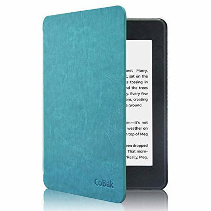 Picture of CoBak Kindle Paperwhite Case - All New PU Leather Smart Cover with Auto Sleep Wake Feature for Kindle Paperwhite 10th Generation 2018 Released, Sky Blue