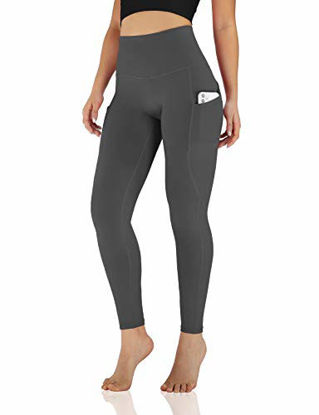 Picture of ODODOS Women's High Waisted Yoga Leggings with Pocket, Workout Sports Running Athletic Leggings with Pocket, Full-Length, Gray,Medium