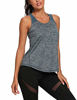 Picture of Aeuui Workout Tops for Women Mesh Racerback Tank Yoga Shirts Gym Clothes Blue Black
