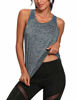 Picture of Aeuui Workout Tops for Women Mesh Racerback Tank Yoga Shirts Gym Clothes Blue Black