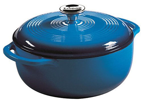 Picture of Lodge 4.5 Quart Enameled Cast Iron Dutch Oven. Blue Enamel Iron Dutch Oven (Carribbean Blue) -