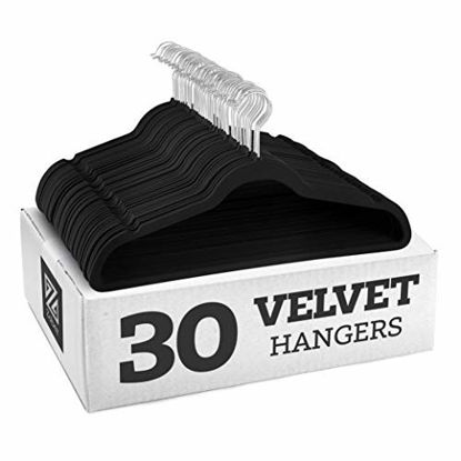 Picture of Zober Non-Slip Velvet Hangers - Suit Hangers (30-pack) Ultra Thin Space Saving 360 Degree Swivel Hook Strong and Durable Clothes Hangers Hold Up-To 10 Lbs, for Coats, Jackets, Pants, and Dress Clothes