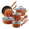 Picture of Rachael Ray Cucina Nonstick Cookware Pots and Pans Set, 12 Piece, Pumpkin Orange