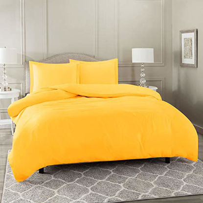 Picture of Nestl Duvet Cover 2 Piece Set - Ultra Soft Double Brushed Microfiber Hotel Collection - Comforter Cover with Button Closure and 1 Pillow Sham, Yellow - Twin (Single) 68"x90"