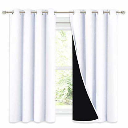 Picture of NICETOWN 100% Blackout Curtains 54 inches Long, Double-Deck Completely Blackout Window Treatment Thermal Insulated Lined Drapes for Small Window (White, 1 Pair, 52 inches Width Each Panel)