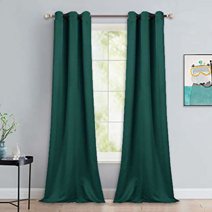 Picture of NICETOWN Patio Glass Door Panels, Blackout Curtains for Bedroom/Living Room, Privacy Panel Drapes for Dining Room / Guest Room (Hunter Green, 42 inches Wide x 90 inches Long, 1 Pair)