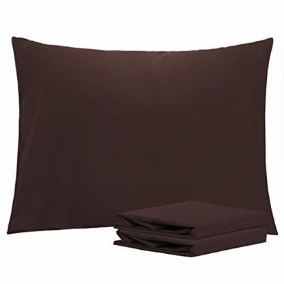 Picture of NTBAY Standard Pillowcases Set of 2, 100% Brushed Microfiber, Soft and Cozy, Wrinkle, Fade, Stain Resistant with Envelope Closure, 20 x 26 Inches, Dark Brown
