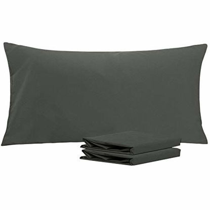 Picture of NTBAY King Pillowcases Set of 2, 100% Brushed Microfiber, Soft and Cozy, Wrinkle, Fade, Stain Resistant with Envelope Closure, 20 x 40 Inches, Dark Grey