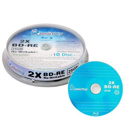 Picture of 10 Pack Smartbuy 2X 25GB Blue Blu-ray BD-RE Rewritable Logo Blank Bluray Disc