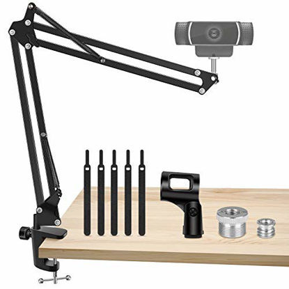 Picture of InnoGear Webcam Stand, Suspension Boom Scissor Arm Stand for Logitech Webcam BRIO C920 C920S C922 C922x C925e C930 C930e, 1/4"-3/8" and 3/8"-5/8" Screw for Blue Yeti Snowball Yeti Nano and Other Mics