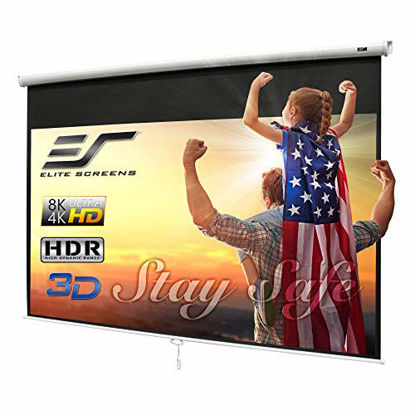 Picture of Elite Screens Manual B 100-INCH Manual Pull Down Projector Screen Diagonal 16:9 Diag 4K 8K 3D Ultra HDR HD Ready Home Theater Movie Theatre White Projection Screen with Slow Retract Mechanism M100H