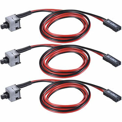 Picture of Warmstor 3 Pack 2 Pin SW PC Desktop Power Cable on/Off Push Button ATX Computer Switch Cord 45CM